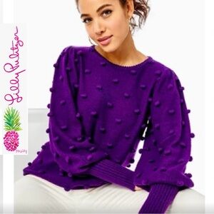 🏝️Lilly Pulitzer Kippa Purple Pom-Pom Crewneck Sweater